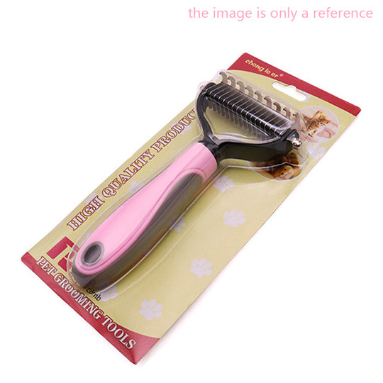 Pet Grooming Brush, Double-Sided Shedding Comb - Pink