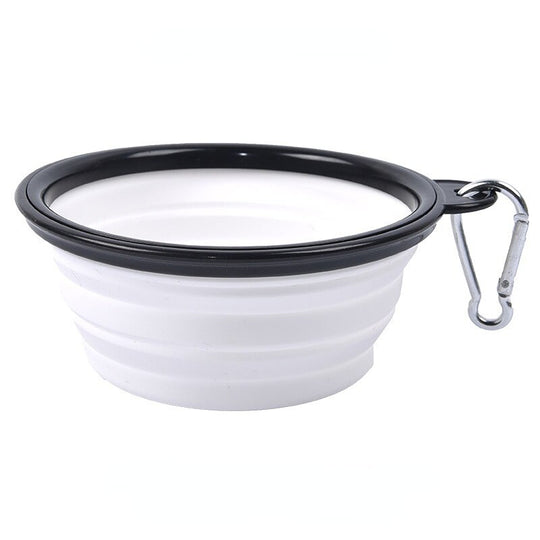 Foldable Travel Water And Food Bowl For Dogs - White