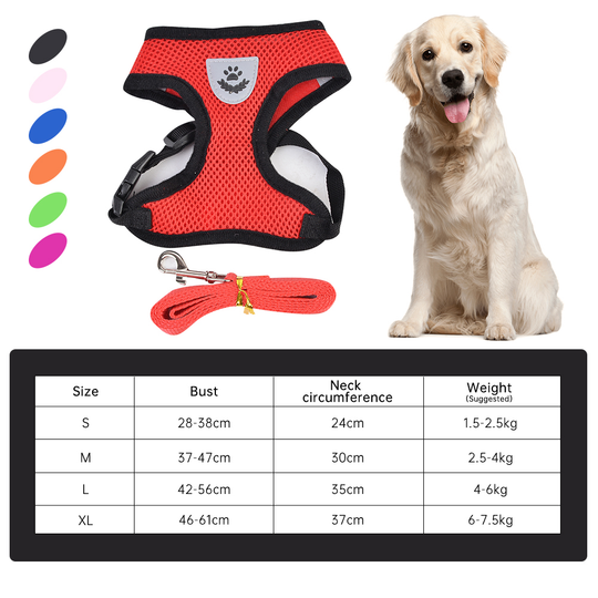 Small Dog and Cat Harness With Leash- Size Chart